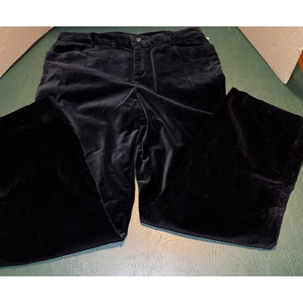 Chaps Ralph Lauren Black 100% Cotton Velvet Straight Leg Dress Pants Size 10P